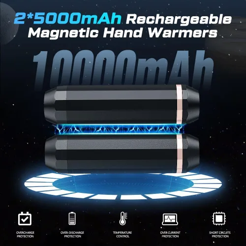 Vista 3 de Calentadores de manos AI 3 en 1 recargables de 10000 mAh, cargador de batería dual y linterna, calentador de bolsillo portátil de calefacción