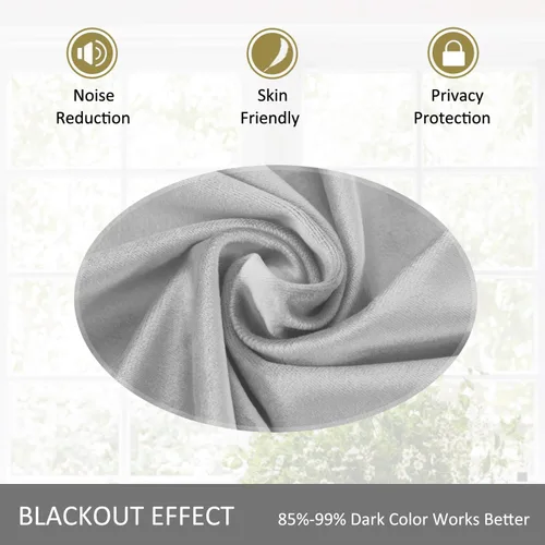 Vista 11 de cololeaf Panel de cortinas opacas de terciopelo con forro para cine en casa, cortina de ganchos planos para barra transversal o pista, 100 pulgadas