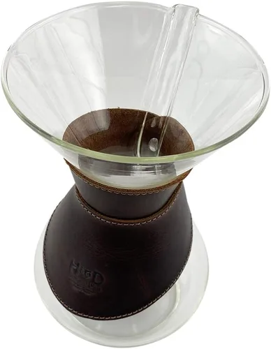 Vista 7 de Hide & Drink, Collar de cristal compatible con Chemex de 6 tazas, hecho a mano de cuero de grano completo, color marrón bourbon