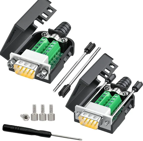 Vista 12 de 2 adaptadores hembra DB9, fácil de usar, cable serie RS232/485, no necesita soldadura, conectores serie DB9 con pernos, tuercas, tubos traseros