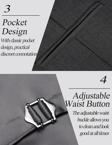 Vista 5 de Coofandy chaleco para traje o esmoquin con 5 botones, para hombre.
