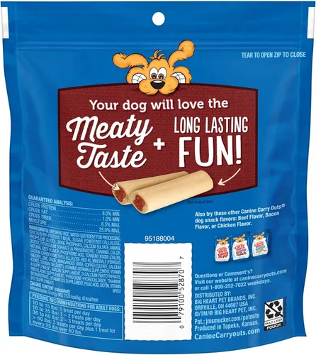 Vista 2 de Canine Carry Outs Chew Bones - Bocadillos pequeños de larga duración con sabor a carne de res, bolsa de 2.8 onzas (paquete de 12)