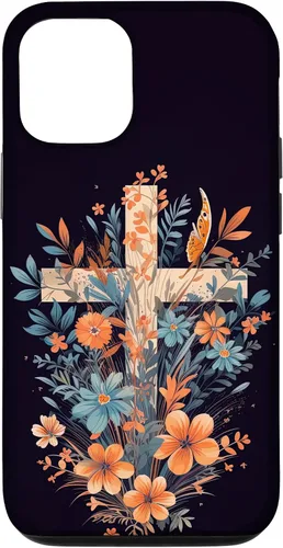 Vista 28 de Boho Floral Christian Cross Jesus God Wild Flower Women Case for iPhone 16