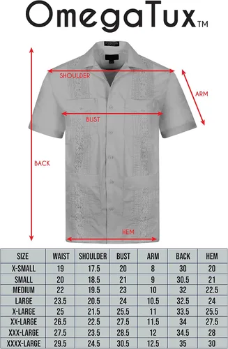 Vista 2 de Omega Cuban Guayabera - Camisa de manga corta, puros de boda, playa, barman casual