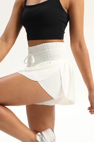 Vista 5 de Blaosn Pantalones cortos atléticos fluidos para mujer, cintura alta, gimnasio, yoga, entrenamiento, correr, pantalones cortos, falda, ropa linda