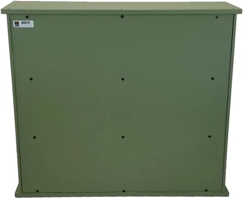 Vista 4 de Sawdust City Estantería de madera maciza (salvia maciza) 36" W x 10" D x 32" H, Three Openings, Ships in 3 Pieces, Assembly Required Verde sólido