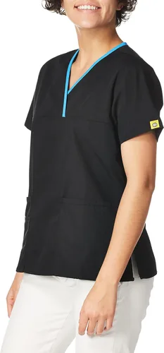 Vista 3 de WonderWink Charlie Uniformes médicos de 5 bolsillos, con cuello en Y para mujer