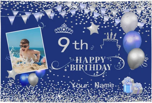 Vista 10 de Cartel personalizado de feliz cumpleaños con foto/nombre para mujeres, hombres, niños, fiesta de cumpleaños, suministros de decoración de interiores