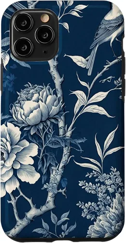 Vista 29 de Chinoiserie Floral Toile Blue and White Funda para iPhone 17