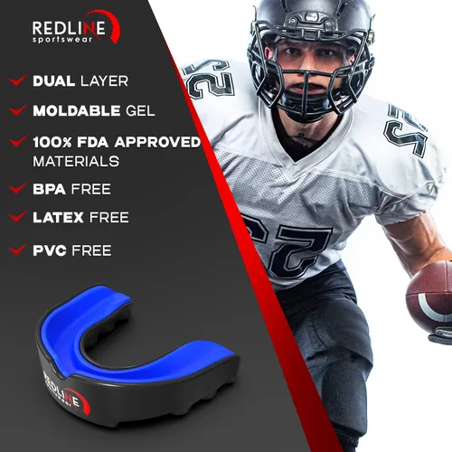 Vista 5 de Protector bucal Redline Sportswear con estuche ventilado - Protección para todos los deportes de contacto, Azul