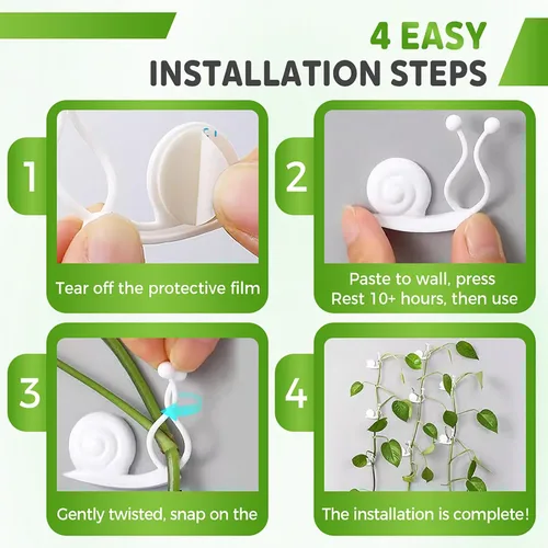Vista 6 de Clips de pared para escalada de plantas, clips de soporte para plantas 2025, clips de jardín reutilizables, clips de soporte para plantas