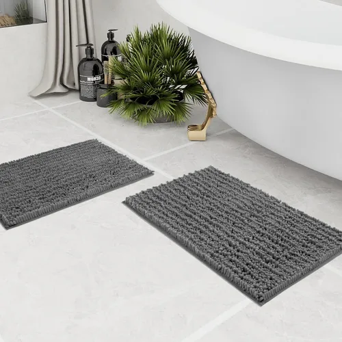 Vista 35 de Walensee Alfombra de baño antideslizante (32x20, azul oscuro) absorbente de agua, súper suave, felpilla peluda, lavable a máquina, se seca