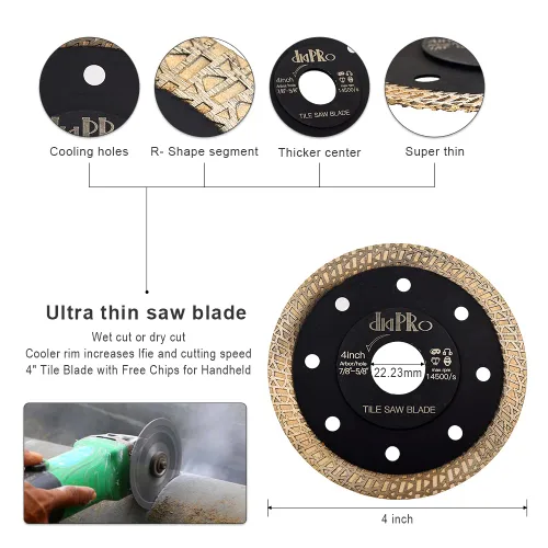 Vista 3 de 5 unids/lote 4 "Super Thin Mesh Turbo Blade Porcelana Azulejo Sierra Corte para Granito Mármol