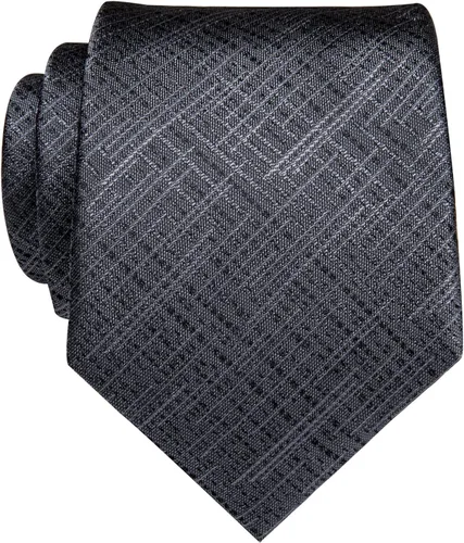 Vista 4 de Corbatas a rayas y corbatas a cuadros para hombre, corbata de seda tejida, juego de clip de corbata dorado