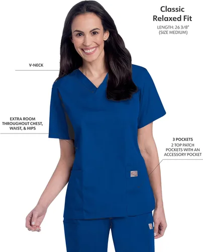 Vista 2 de ScrubZone - Parte superior de ambo con manga corta y cuello en V para mujer