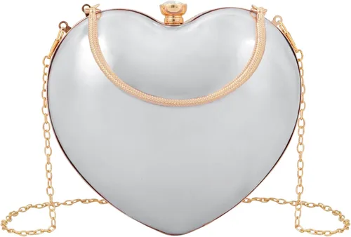 Vista 17 de Goclothod Bolso de mano en forma de corazón para mujer, bolso de hombro de terciopelo, bolsos de noche Negro