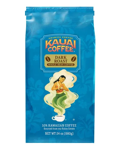 Vista 10 de Kauai Coffee Café de grano entero, suave, no amargo, arábica puro de tostado medio, notas florales y aroma brillante, cultivado en la granja de café