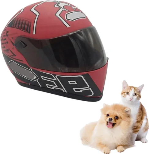 Vista 9 de Casco de motocicleta para mascotas para gato/perro, cara completa, al aire libre, negro