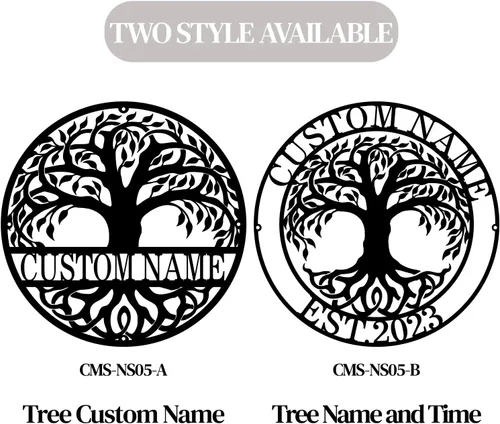 Vista 6 de Letrero de árbol genealógico establecido con nombres de familia, letreros de metal personalizados en forma de árbol de la vida para decoración