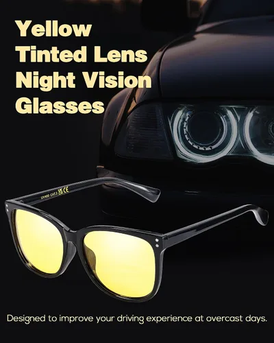 Vista 6 de SIPHEW Lentes de conducción nocturna para mujeres y hombres, lentes polarizados de visión nocturna antirreflejos, lentes tintados amarillos