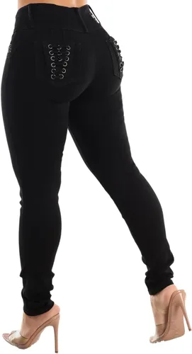 Vista 11 de Moda Xpress Jeans ajustados con levantamiento de glúteos para mujer, jeans Levanta Cola de cintura alta 10034c_tp1589dblu Azul oscuro