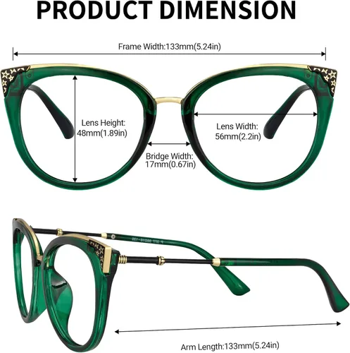 Vista 3 de Zeelool Gafas retro de gran tamaño con bloqueo de luz azul ojo de gato para mujer Dalton OP01934