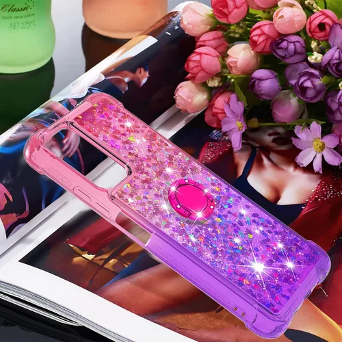 Vista 7 de CCSmall Funda transparente con purpurina para Xiaomi Redmi Note 11 4G con soporte de diamante, gradiente líquido que fluye arena movediza Bling