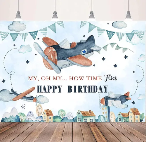 Vista 2 de Telón de fondo de viaje que espera la aventura para niño de primer cumpleaños, baby shower, decoración de fiesta, pancarta de aventura comienza