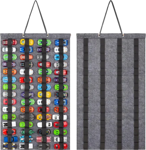 Vista 9 de Organizador de almacenamiento colgante para autos de juguete, vitrina de fieltro con capacidad para 60 autos de juguete (sin accesorios) (negro)