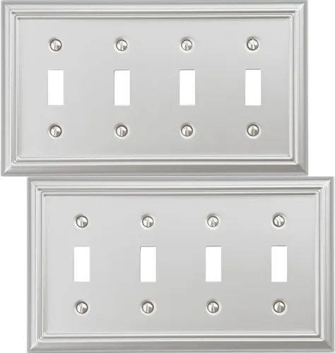 Vista 25 de OKAWYC Adler - Placa de pared de metal para interruptor de luz de palanca/decorador, paquete de 2 unidades, níquel cepillado, 2 Gang