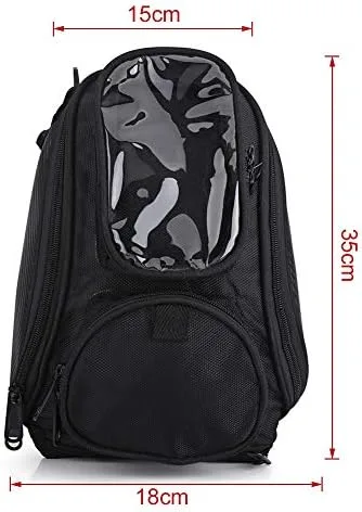 Vista 5 de Aramox Bolsa de tanque de motocicleta, bolsa magnética universal, bolsa de sillín de motocicleta con correa