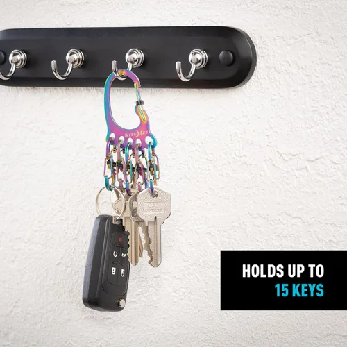 Vista 16 de Nite Ize Bigfoot Locker KeyRack - Soporte de acero inoxidable para coche, casa y otras llaves - Mosquetón con S-Biners - Capacidad para 15 llaves a