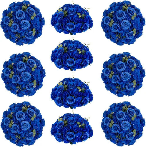 Vista 30 de Bolas de flores burdeos para centros de mesa: 11.8 pulgadas de diámetro, juego de 6