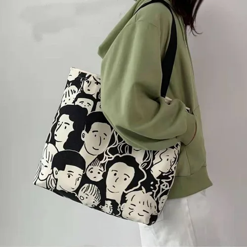 Vista 3 de GODWOODS Bolso de mano estético de lona con cremallera para mujer, bolsas de hombro de viaje con compartimentos