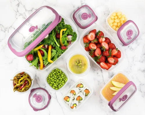 Vista 6 de Tribello Recipientes pequeños de almacenamiento de alimentos para microondas de 8 onzas con tapas, recipiente de almacenamiento de plástico/sobre