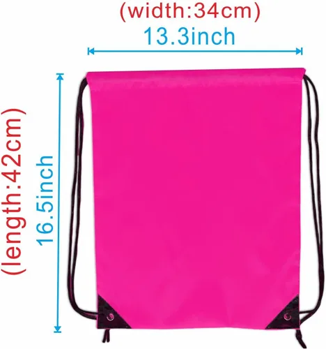 Vista 3 de Drawstring Backpacks, 40 Pack Bulk Drawstring Bags, Cinch Bags for Outdoor Sports - fuchsia or rose
