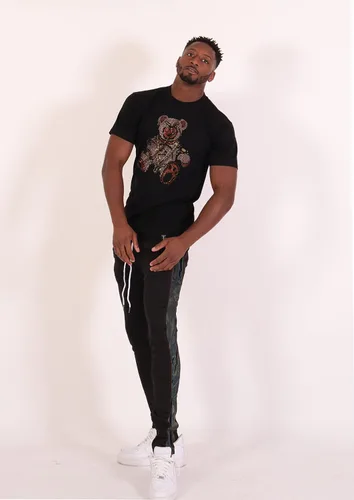 Vista 6 de SCREENSHOT-Track Pants S41700 Mens Premium Slim Athletic Fitness Lifestyle Workout Bottoms - Classic Fit S41700 Bk/Pu