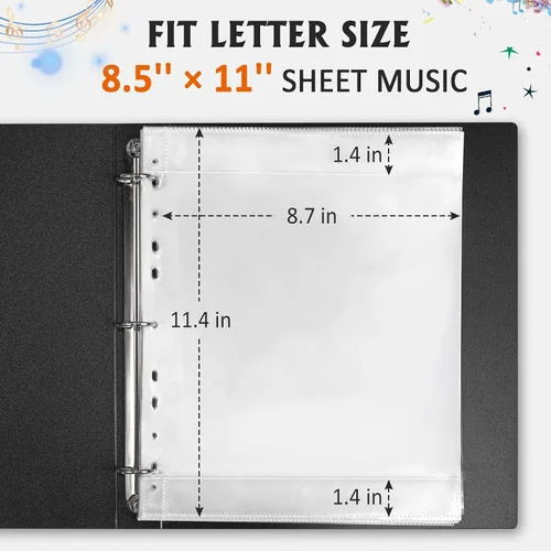 Vista 2 de Carpeta de partituras musicales, carpeta de música tamaño carta, capacidad de 80 páginas, carpeta de coro escribible, apto para papel de 8.5 x 11