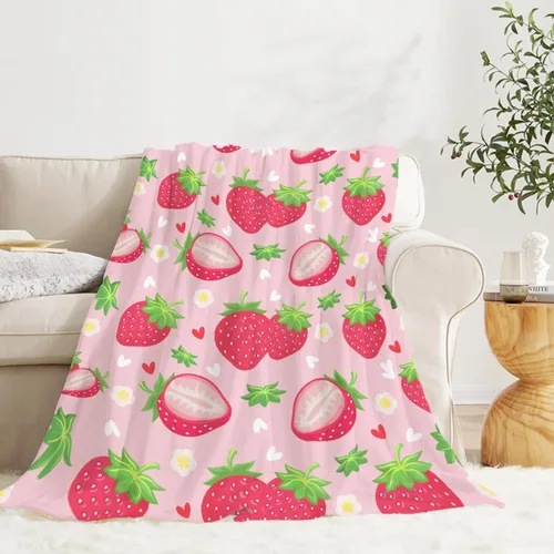 Vista 16 de Darani Manta de franela ligera de fruta de plátano, súper suave y acogedora, cálida y ligera, manta de franela suave de 60 x 50 pulgadas