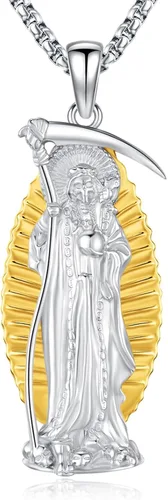 Vista 229 de Collar de pentagrama de plata de ley con triple luna, diosa celta, nudo celta, nudo de brujas, Ankh, sol y luna, Hécate, lilith, Santa Muerte