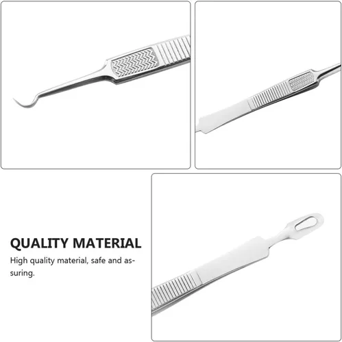 Vista 8 de Precisión de precisión de precisión 3 unids espinilla curvada punta de acero Comedone Splinter Extractor herramienta herramienta herramienta