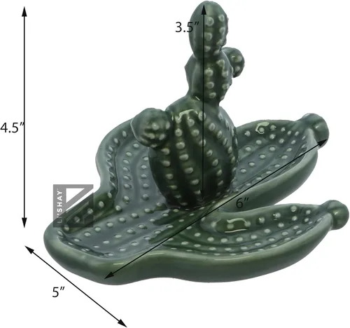 Vista 3 de Juego de regalo de cactus salero y pimentero y plato de cactus de cerámica