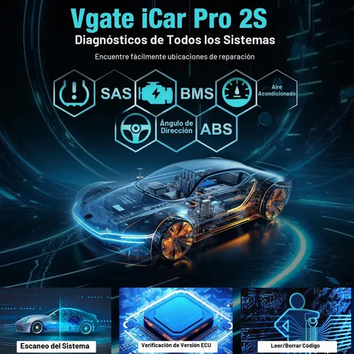 Vista 3 de Vgate iCar Pro 2S - Escáner Bluetooth OBD2, herramienta de diagnóstico de coche, lector de código para Android, iOS y Windows, color negro