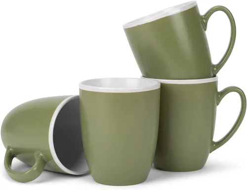 Vista 12 de Elanze Designs Juego de 4 tazas de cerámica mate de 16 onzas con interior blanco y negro