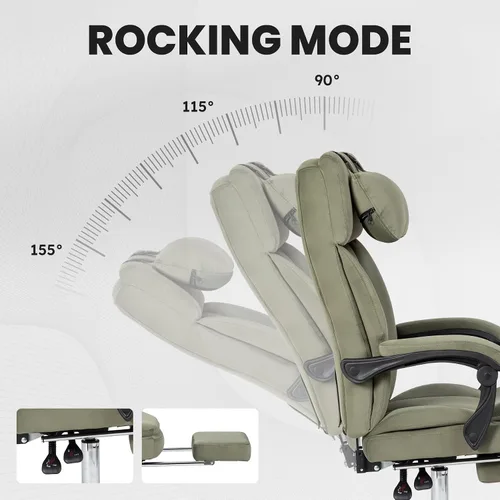 Vista 6 de Silla de oficina, silla de oficina ejecutiva grande y alta con reposapiés y reposacabezas extraíble, silla de escritorio ergonómica de respaldo