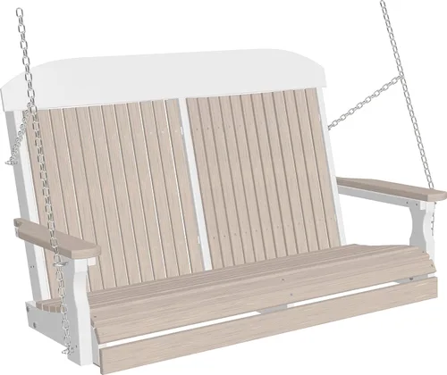 Vista 9 de LuxCraft Columpio clásico de poliéster de 4 pies con respaldo alto, fabricado con plásticos reciclados, fabricado en Estados Unidos (caoba antigua)