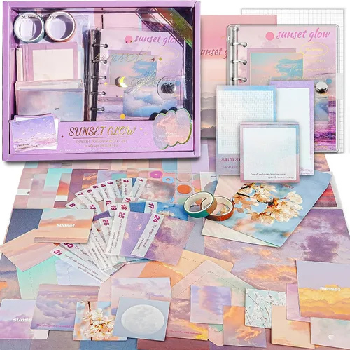 Vista 10 de Kit de Suministros para Scrapbooking, Kit de Scrapbook Estético Botánico Vintage para Bullet Journal Junk Journal A6 Cuaderno de Cuadrícula