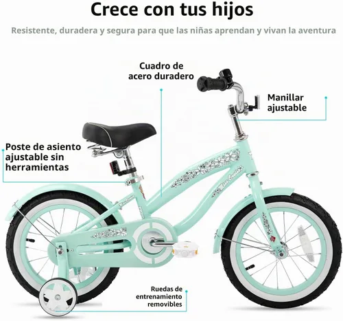 Vista 2 de JOYSTAR Bicicleta de crucero para niños de 12 pulgadas, 14 pulgadas, 16 Verde