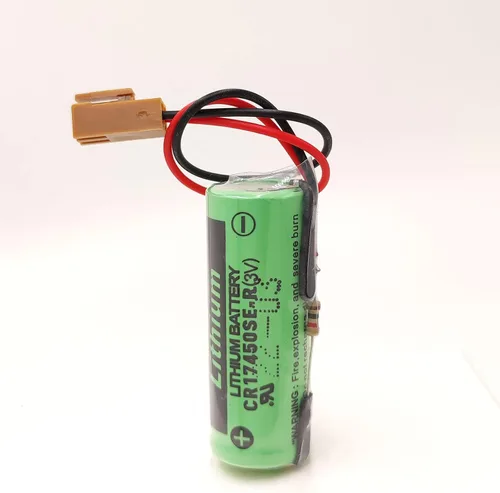 Vista 2 de Paquete de 5 baterías PLC CR17450SE-R (3V) con resistencia y enchufe para batería PLC SANYO CR17450SE-R (3V) FANUC A98L-0031-0012 (paquete de 5)