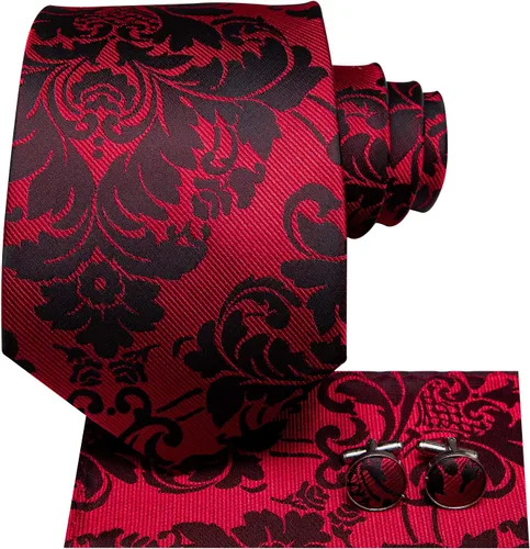 Vista 315 de Hi-Tie Corbatas de seda para hombre, diseño de cachemira a rayas, con bolsillo, gemelos cuadrados, conjunto formal de negocios